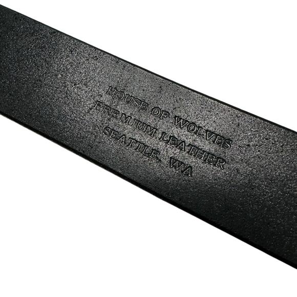 HOUSE OF WOLVES Black Leather Thick Belt Waist NWT Moto - Picture 6 of 8